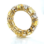 Natural 6.38ctw fancy yellow diamonds GIA-certifi with natural 3.0ctw diamonds 18k yellow gold ring