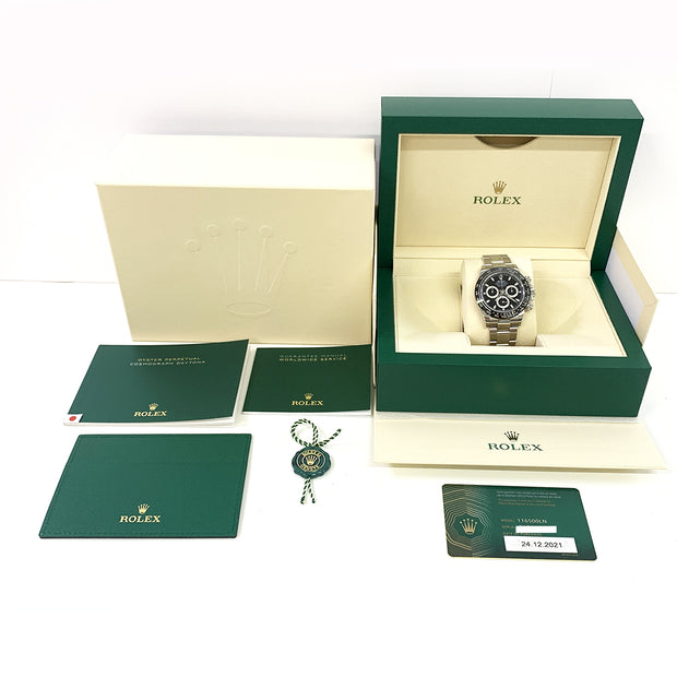 Pre-owned Rolex Daytona 116500LN watch, Oyster Perpetual, Black Dial, Stainless Steel, 40mm, with original box and papers