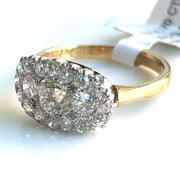 Natural App. 1.70 CTW Old European Cut Diamonds 14K 2-Tone Gold Antique Ring 6.75