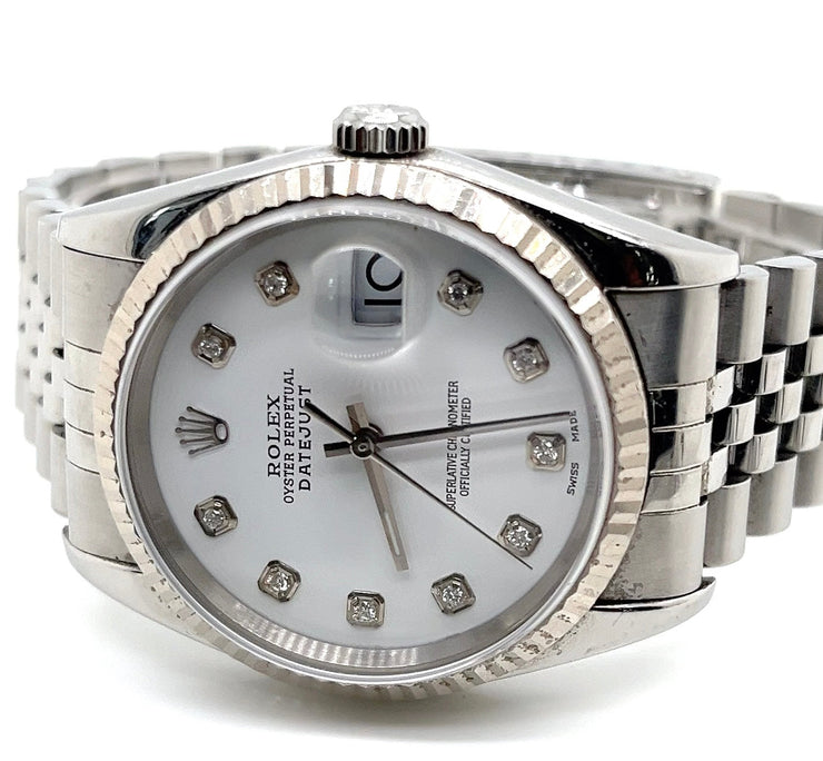 Pre-Owned Rolex Datejust 16234 Silver Jubilee Bracelet with Silver Bezel