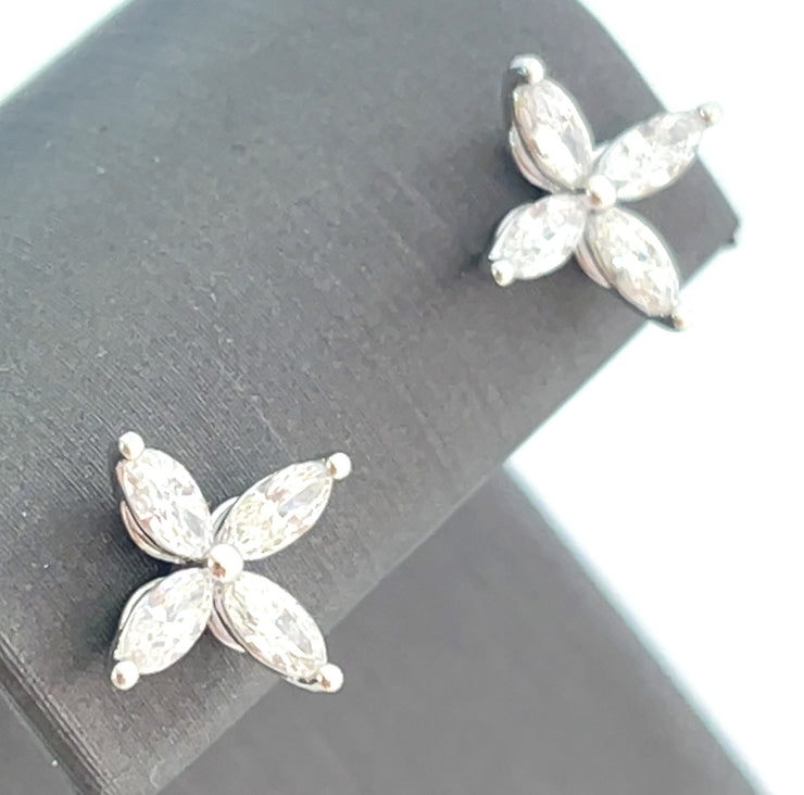 Natural 0.72 CTW Marquise Diamonds Set in 18K White Gold Earrings Stud