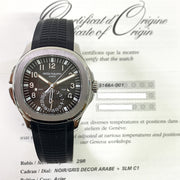 Pre-owned Patek Philippe Aquanaut 5164A-001 'Travel Time' black dial with original box & papers