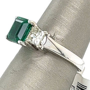 Natural 1.61ct Emerald and Natural Diamond 0.80ctw 14k white gold Ring 6.25