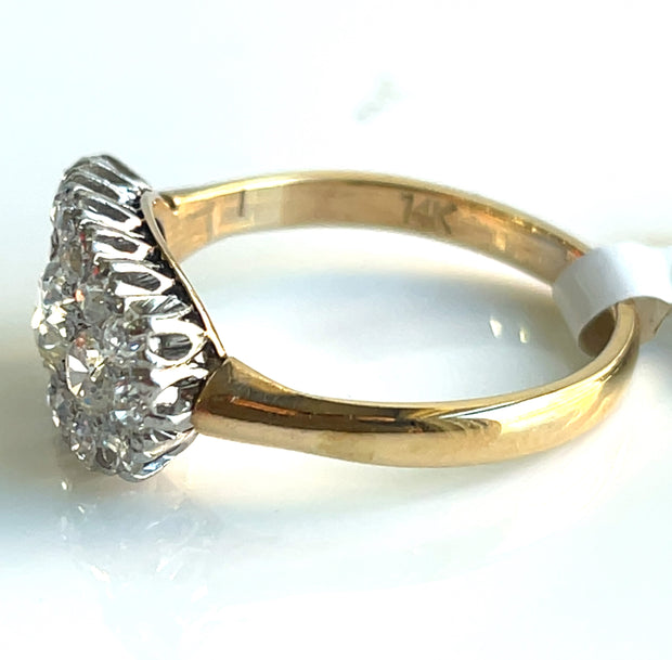 Natural app. 1.70ctw old european cut diamonds 14k 2-tone gold antique ring 6.75