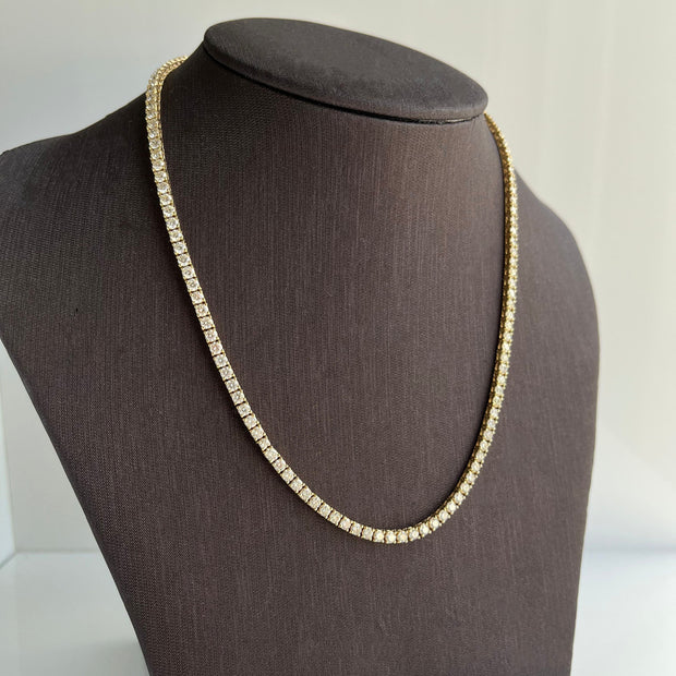 9.74ct Natural Diamonds 18K Yellow Gold Tennis Necklace