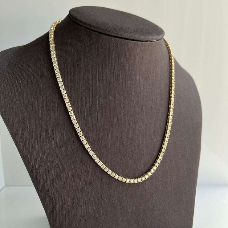 9.74ct Natural Diamonds 18K Yellow Gold Tennis Necklace