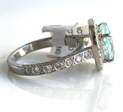 4.54ct Aquamarine & natural 1.90ctw Diamonds 14k white gold estate ring size 8