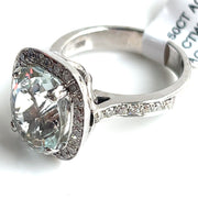 Natural 5.50ct Aquamarine & Natural 1.0ctw Diamonds 14k white gold ring size 7.5