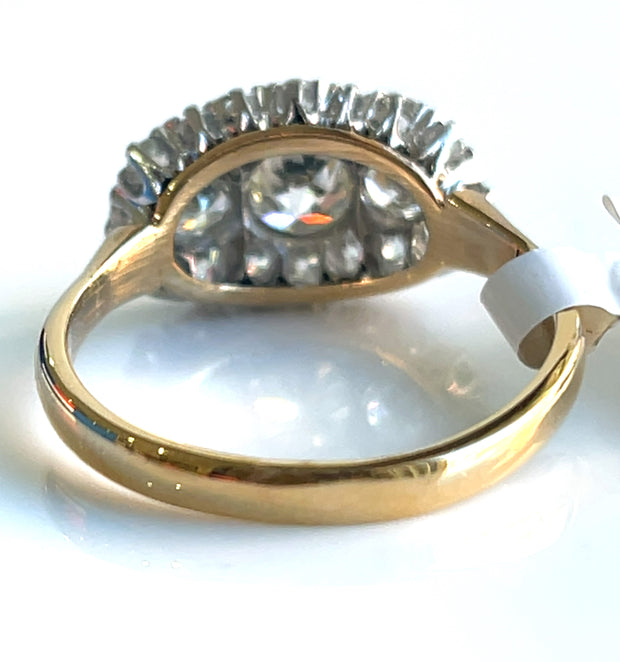 Natural app. 1.70ctw old european cut diamonds 14k 2-tone gold antique ring 6.75