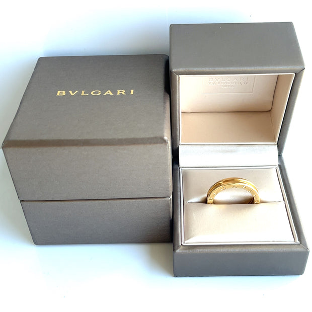 Bvgari B. Zero1 ring shown in box.