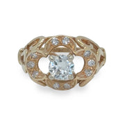 0.50 CT Round Brilliant Diamond Center in Estate YG Engagement Ring