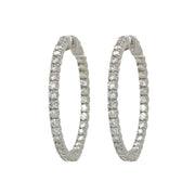 2.75 CTW Diamond Hoop Earrings in 14K White Gold