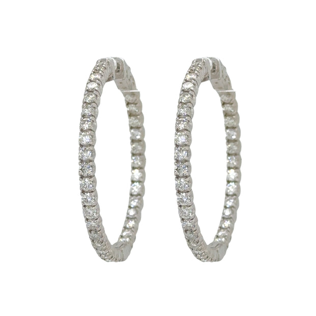 2.75 CTW Diamond Hoop Earrings in 14K White Gold