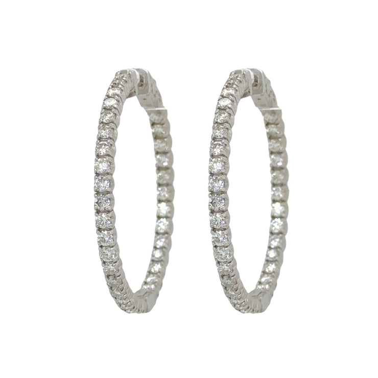 2.75 CTW Diamond Hoop Earrings in 14K White Gold