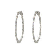 3 CTW Diamond Hoop Earrings in 14K White Gold