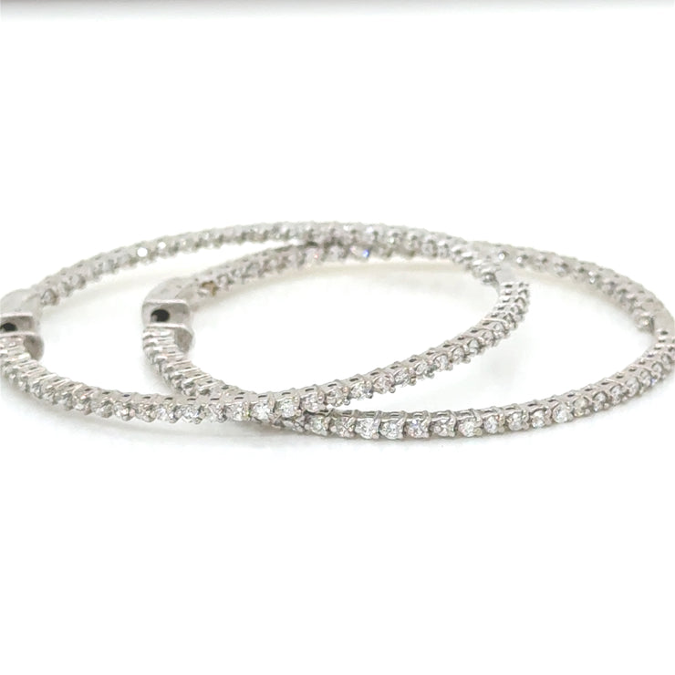 3 CTW Diamond Inside Out Hoops in 18K White Gold