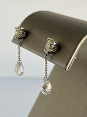 Closer look at the natural diamond drop earrings.