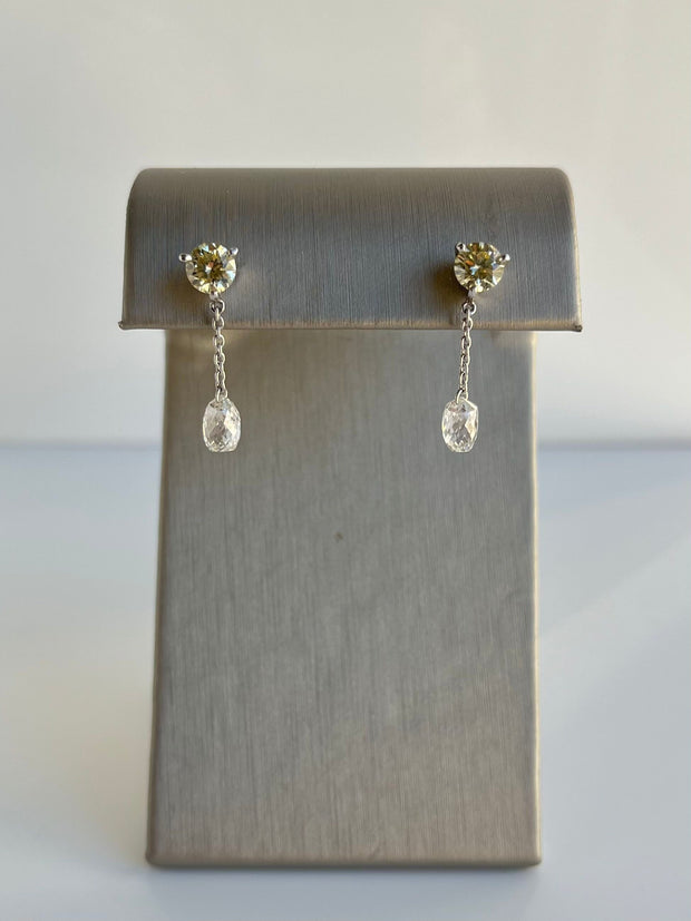 Double diamond drop earrings.