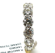 A detailed photo showing the clarity of the 7.05ct diamond eternity ring.