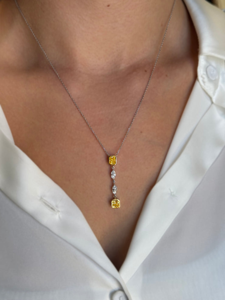 Fancy Yellow Diamond Dangle Necklace