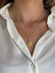 Fancy Yellow Pear Shape Diamond Pendant