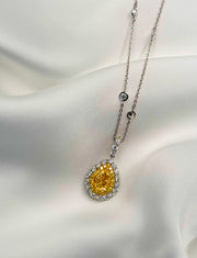 Fancy Yellow Pear Shape Diamond Pendant