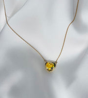 Yellow Diamond Heart Necklace 2.18 CT set in 18K Yellow Gold