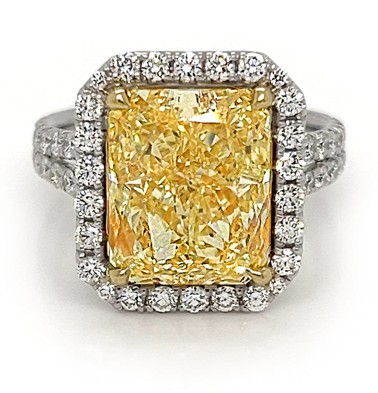 7.02 CT Fancy Yellow Radiant Cut Diamond Engagement Ring