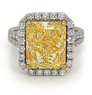 7.02 ct Fancy Yellow Radiant Cut Diamond Engagement Ring