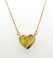 Yellow Diamond Heart Necklace 2.18 CT set in 18K Yellow Gold