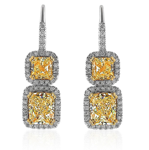 Fancy Yellow Diamond Drop Earrings