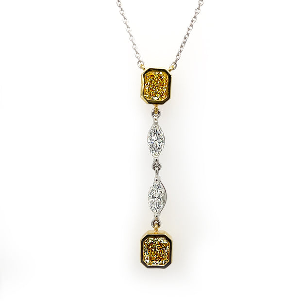 Fancy Yellow Diamond Dangle Necklace