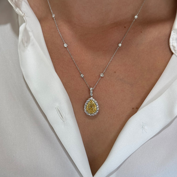 Fancy Yellow Pear Shape Diamond Pendant