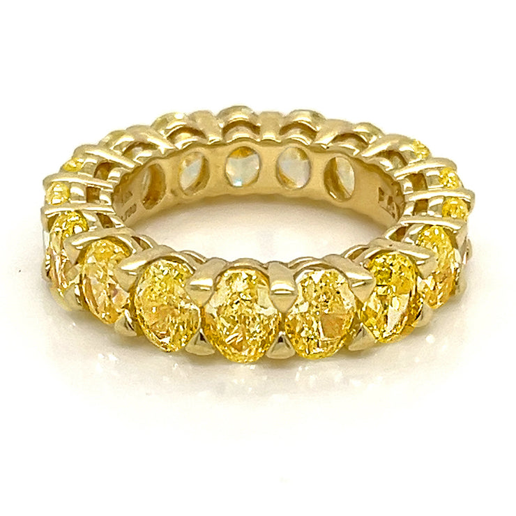 8.78 CTW Fancy Yellow Oval Wedding Band Set in 18K Yellow Gold