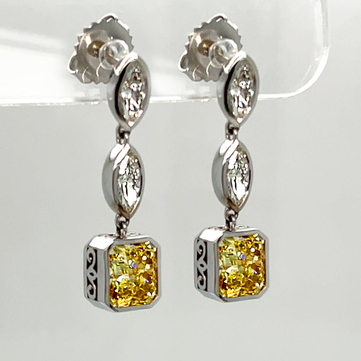 Fancy Yellow Diamond Dangle Earrings