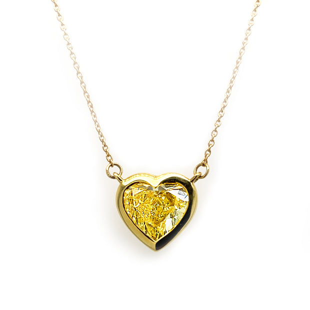 Yellow Diamond Heart Necklace 2.18 CT set in 18K Yellow Gold