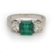 Emerald and Princess Cut Diamond Ring