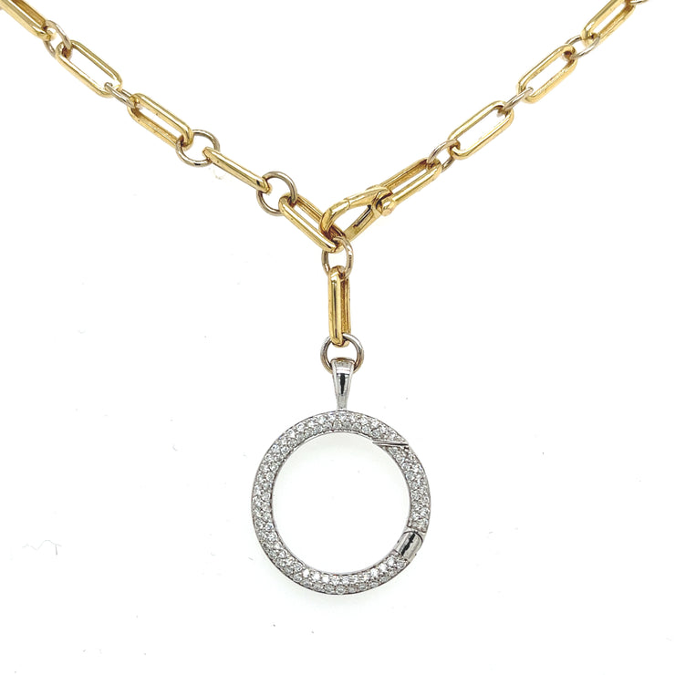 Diamond Circle on Paper Clip Chain Necklace