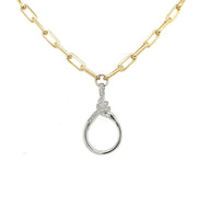 Diamond Tie Pendant on Paper Clip Chain Necklace