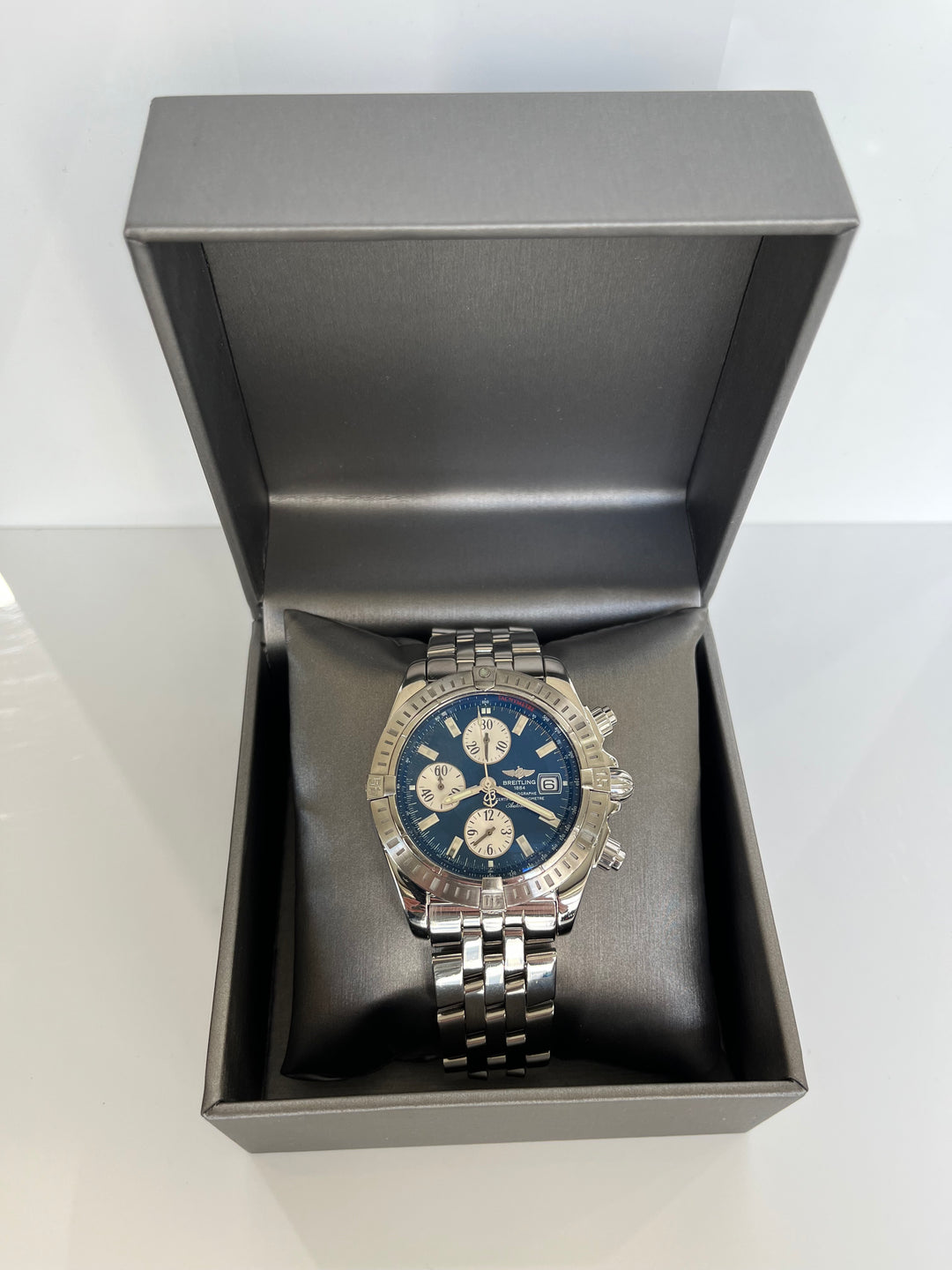 Breitling chronomat evolution blue dial best sale