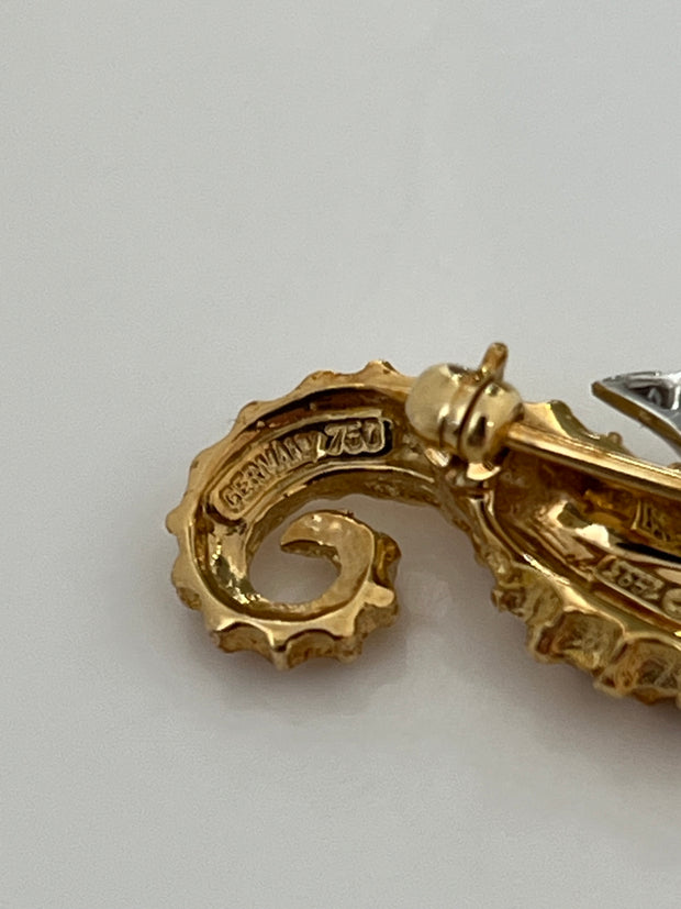 Pre-Owned Authentic Vintage Tiffany & Co. 18k Gold Diamond & Emerald Seahorse Pin Brooch