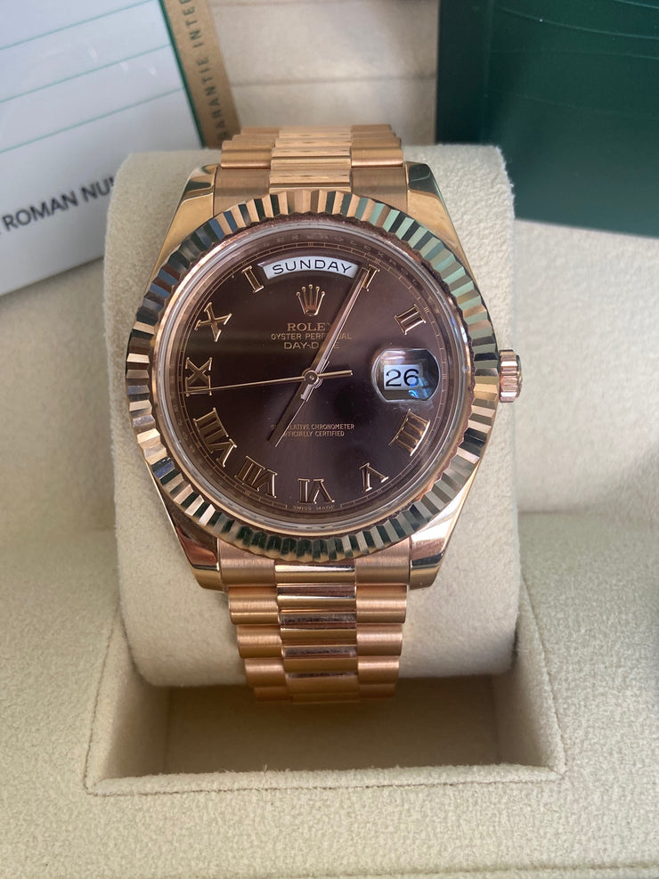 Rolex Day-Date II 18k Rose Gold with Chocolate Dial