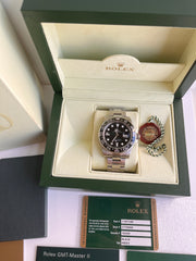 Pre-owned Rolex GMT Master2 Green Arrow Black Dial Watch FULL SET Bands 116710N original box&papers