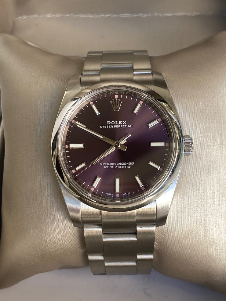 Rolex Oyster Perpetual 34 Red Grape Dial Stainless Steel