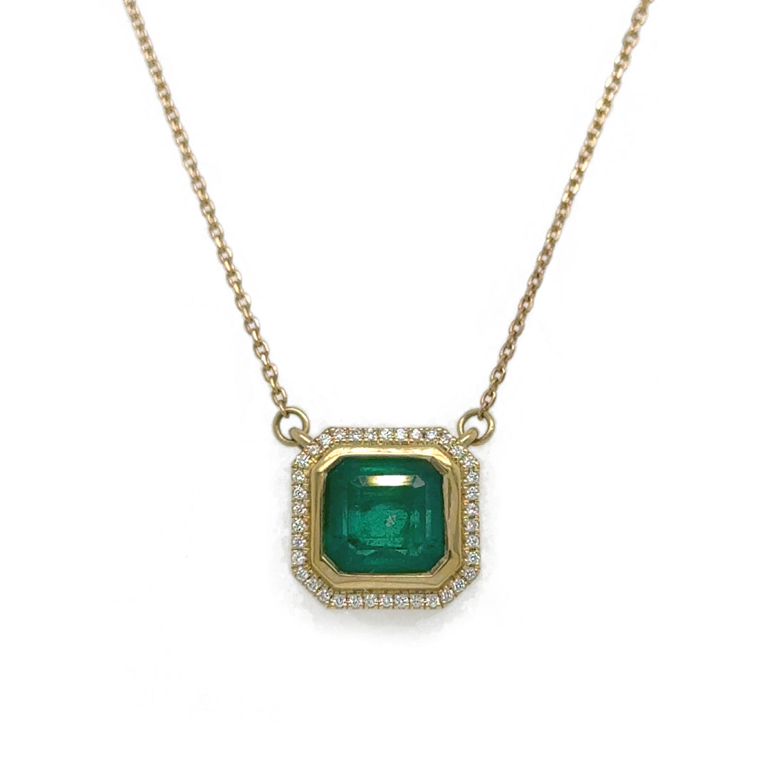 18K エメラルドネックレス Emerald 18K YG NECKLACE 18K Emerald Pendant Necklace - Antonio Guzzo Fine Jewelry