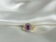 0.80 CT Pink Sapphire and 0.30 CTW Diamond Two Tone Diamond Halo Ring