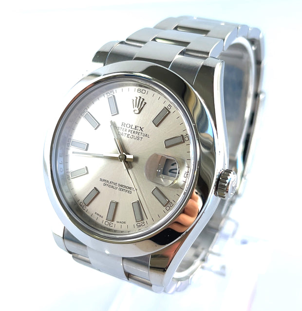 Shown here is an angled picture of the  Rolex Datejust II 116300.