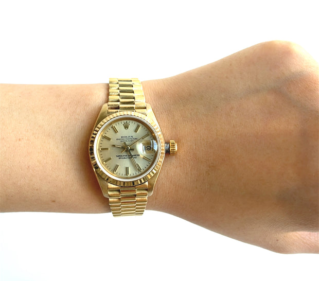 The 26mm Rolex shown here on wrist.