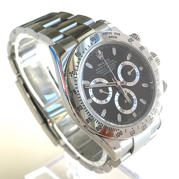 Pre-owned Rolex oyster perpetual cosmograph daytona 116520 watch black dial 40mm with original box and papers