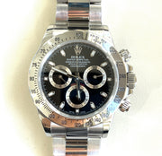 Pre-owned Rolex oyster perpetual cosmograph daytona 116520 watch black dial 40mm with original box and papers